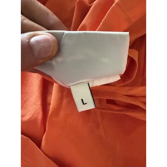 CECILIE COPENHAGEN anthropologie orange cotton Lonni poplin wrap midi dress - Picture 11 of 14